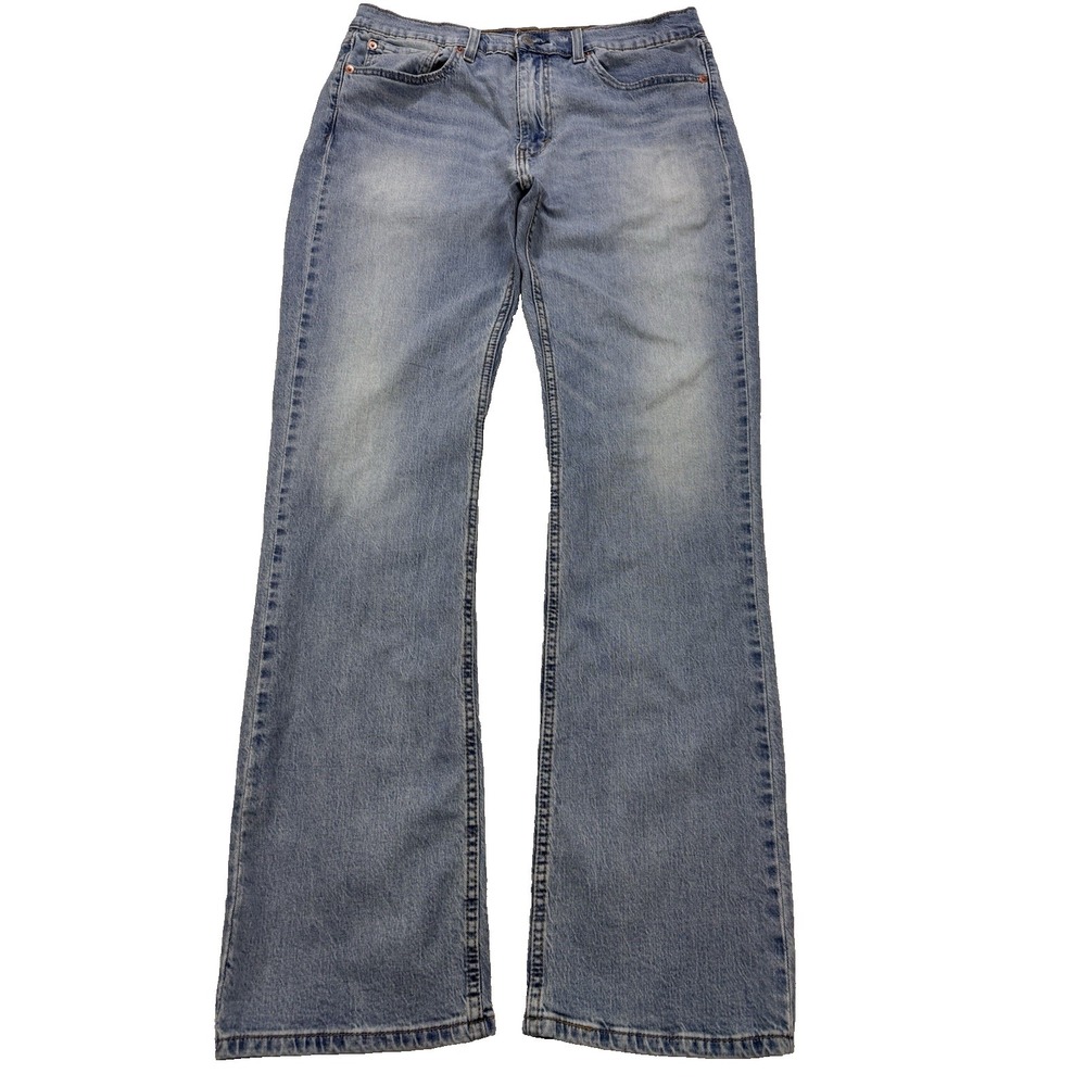 Levis 527 Jeans Men 33x34 Blue Slim Boot Distressed Denim Cowboy Western